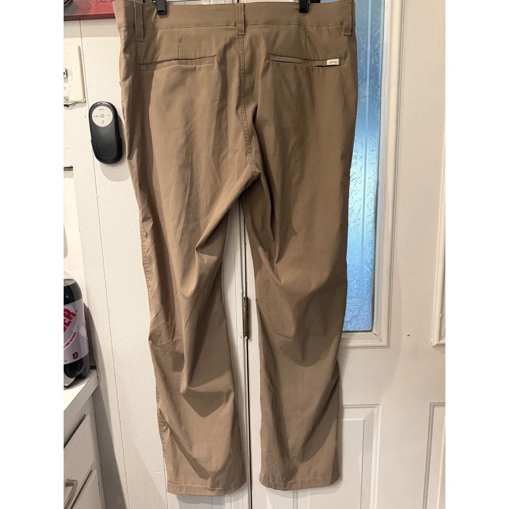 Orvis Mens Performance Stretch Khaki Pants Tan Straight Leg Hiking 1525905